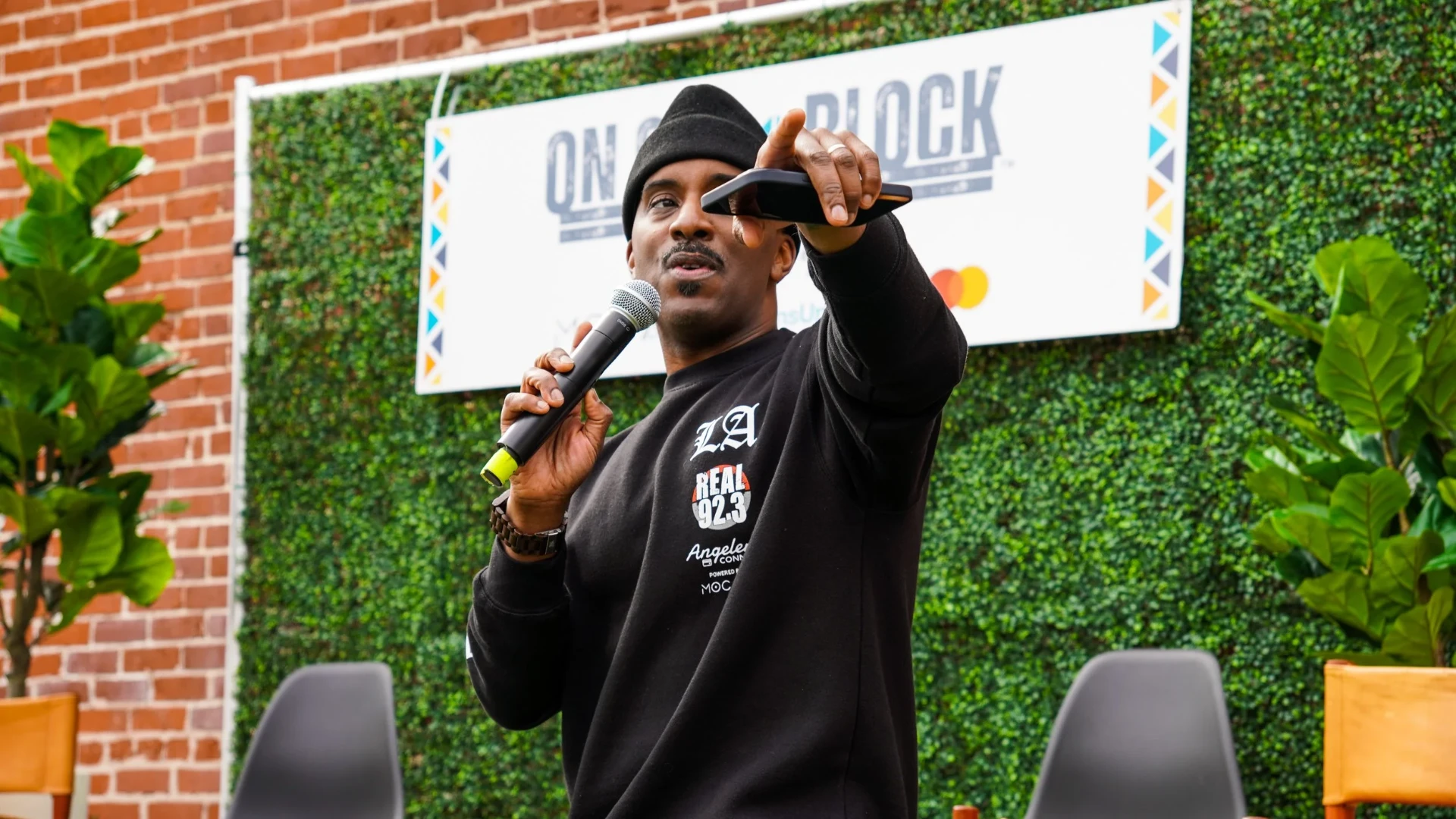 Steve Royster speaking at an On Our Block event